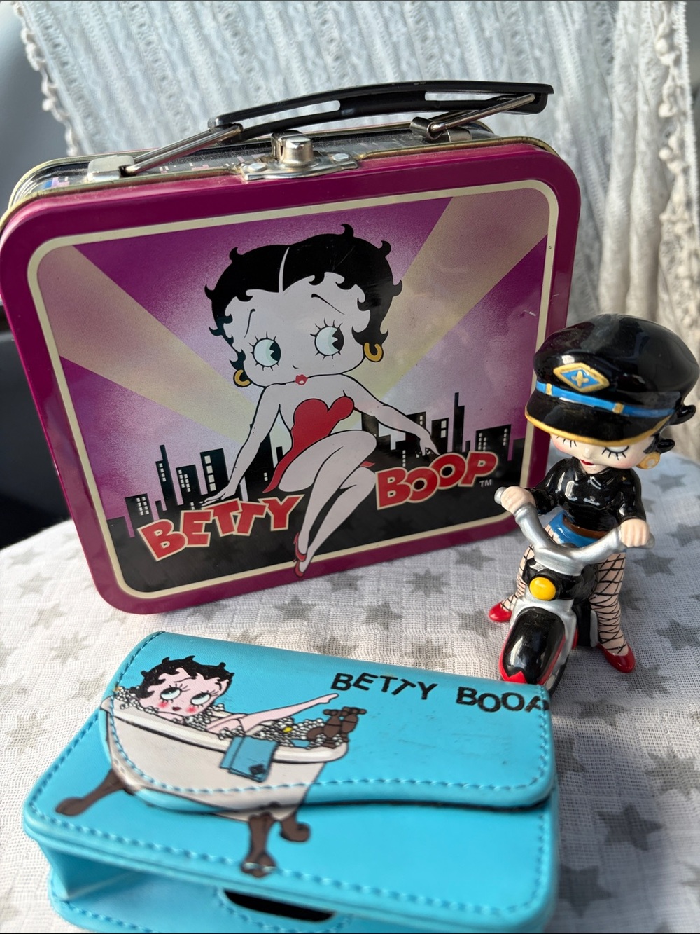 Betty Boop Purple Lunchbox with Turquoise Accessory Case with latch